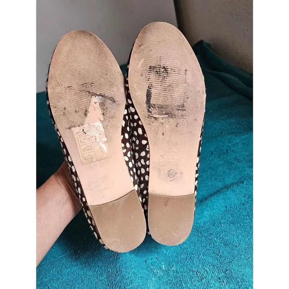 J.Crew Cora Leopard Calf Hair Flats Size 6.5 Women